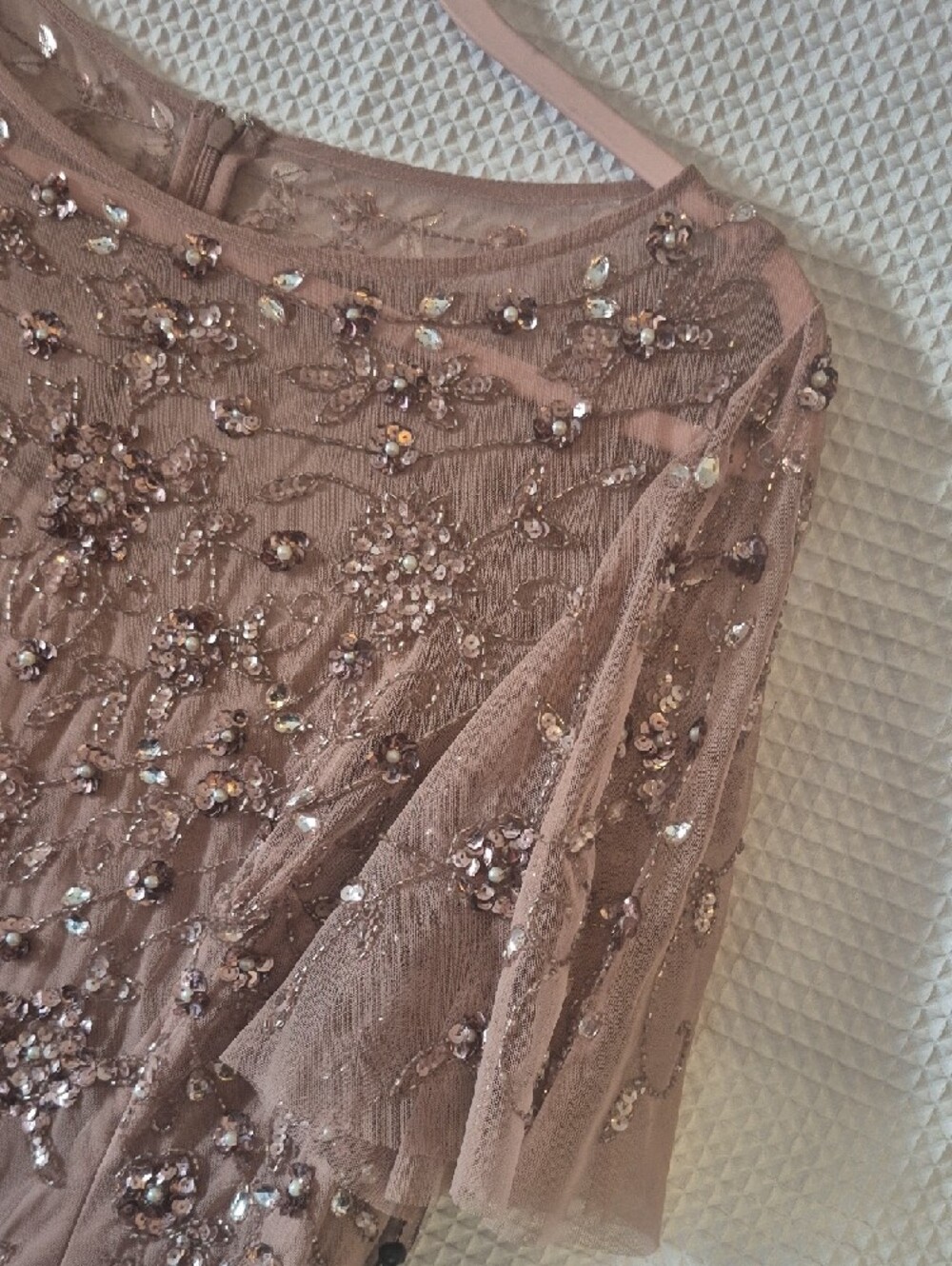 Adrianna Papell Blush Pink Beaded Midi Dress - Picture 8 of 14